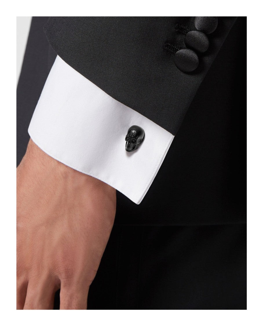 Philipp Plein Skull Design Black Cufflinks With Distinctive Finish