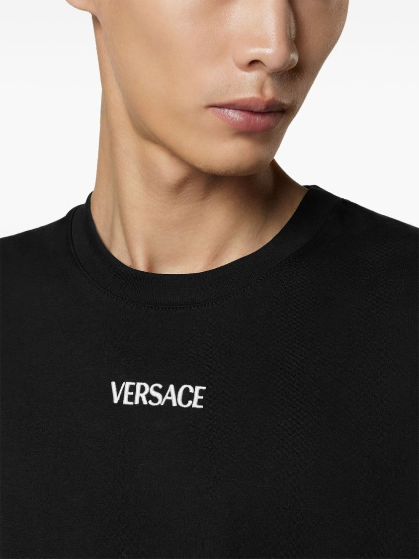 Versace Classic Black Minimalist Silk Nylon T-Shirt