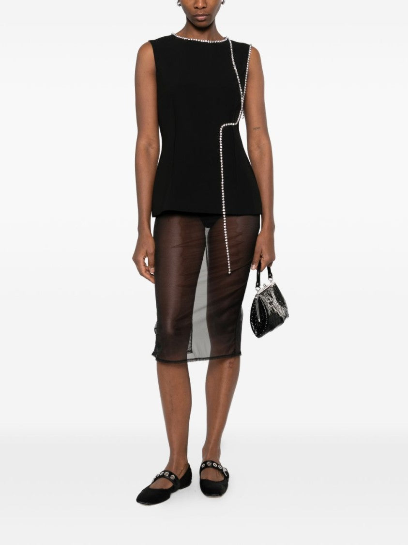Moschino Black Silk And Nylon Knit Top