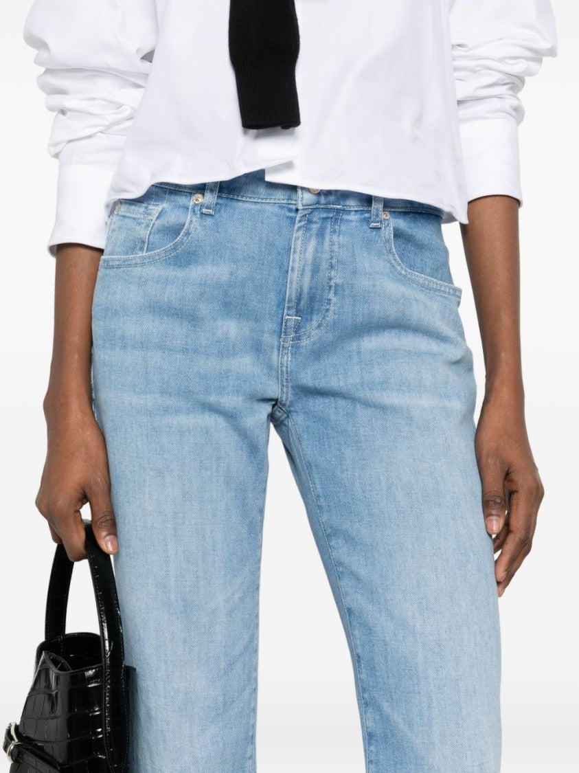 Seven Cropped Wide-Leg Jeans With Mid-Rise Waist And Faded Effect