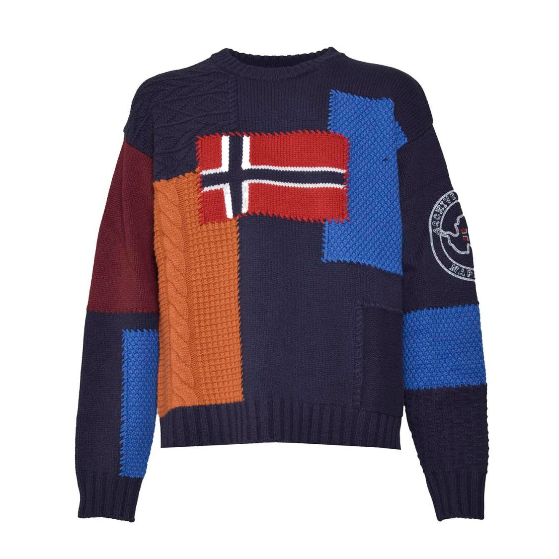Napapijri Pullover Patchwork In Multicolored Wool