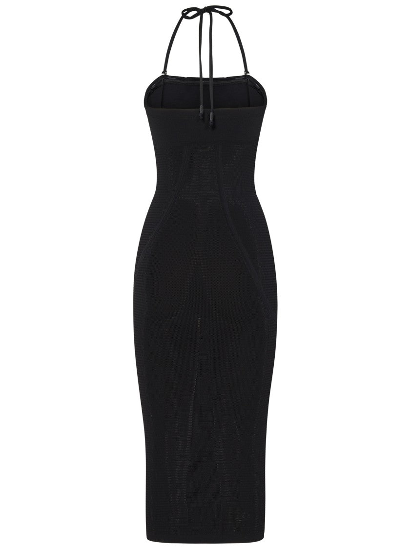 Wolford Black Midi Dress With Neck Ties