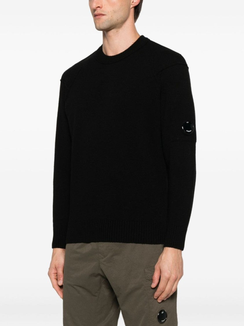 C.P. Company Black Classic Crew Neck Ribbed Sweater