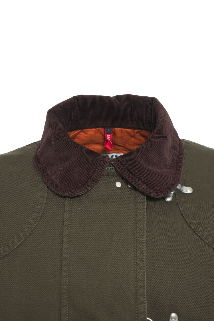Fay Robust Green Parka With Corduroy Collar