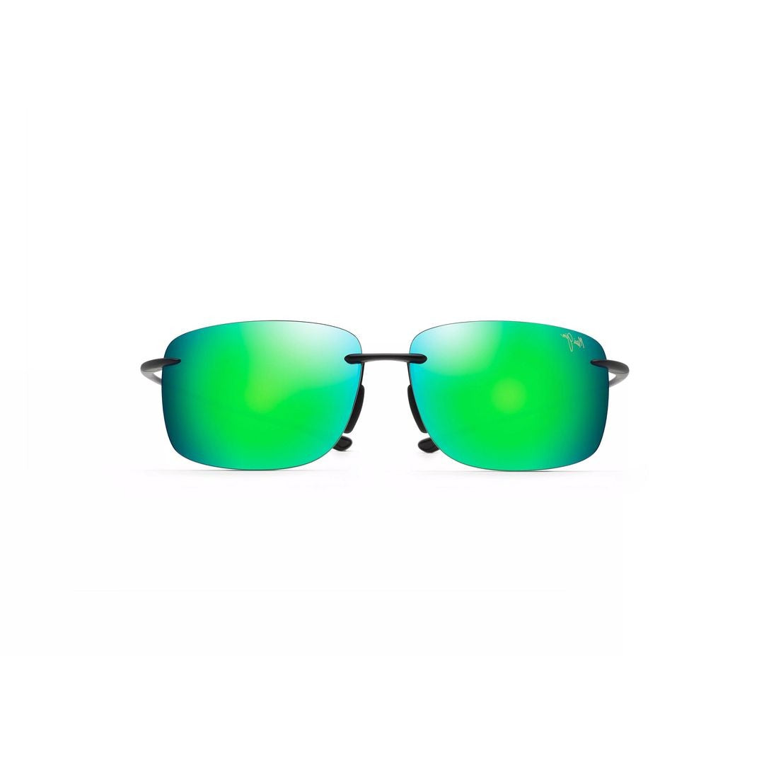 Maui Jim Hema Rimless Rectangular Sunglasses With Green Mirrored Lenses