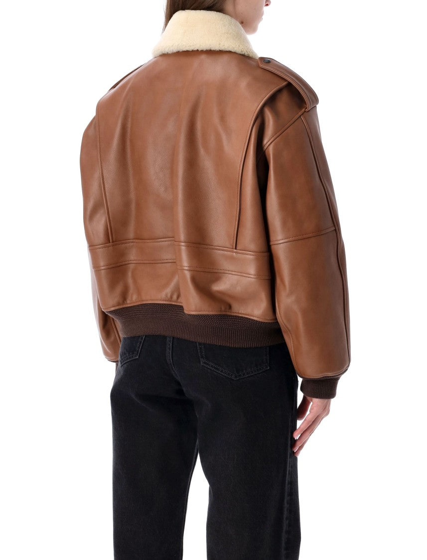 Saint Laurent Aviateur Brown Shearling Leather Bomber