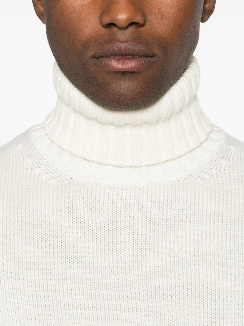 Filippo De Laurentiis Refined Turtleneck Sweater In Creamy Off-White Merino Wool