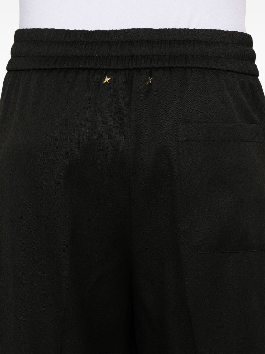 Golden Goose Wide Leg Wool Gabardine Jogging Pants
