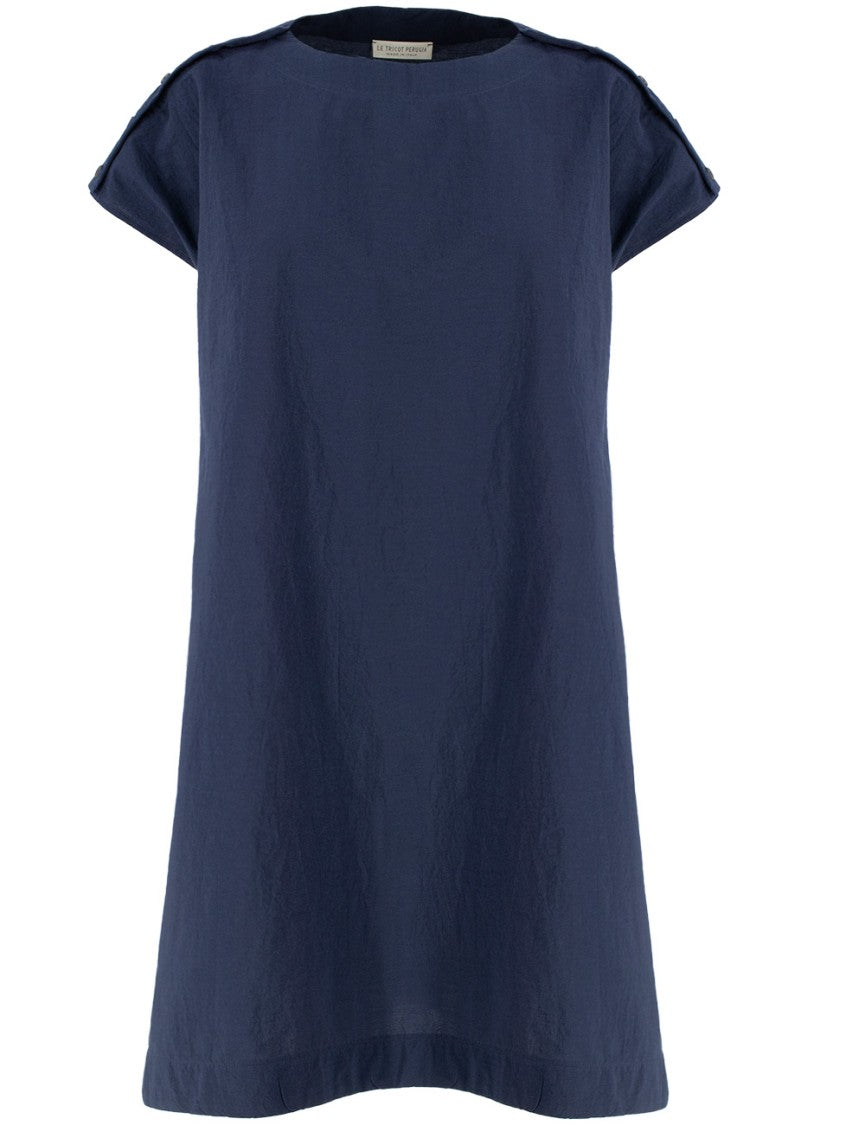 Le Tricot Perugia Boat Neck Midi Dress With Shoulder Buttons