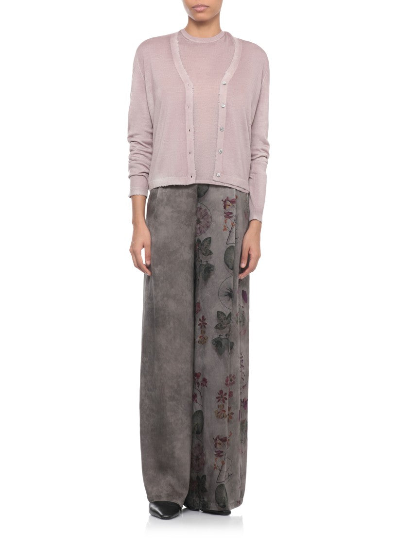 Avant Toi Purple Ribbed Trims Cashmere-Silk Cardigan