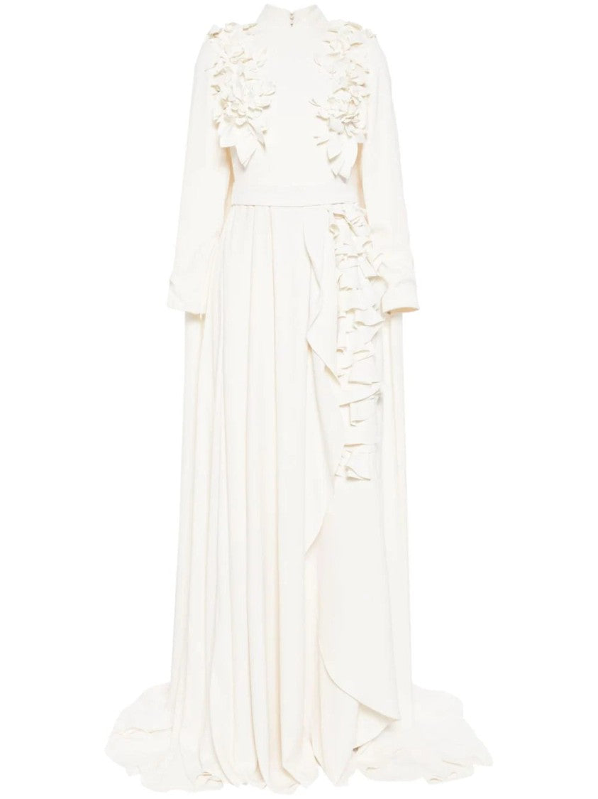Saiid Kobeisy Crepe Kaftan With 3D Laser Cut Embroidery