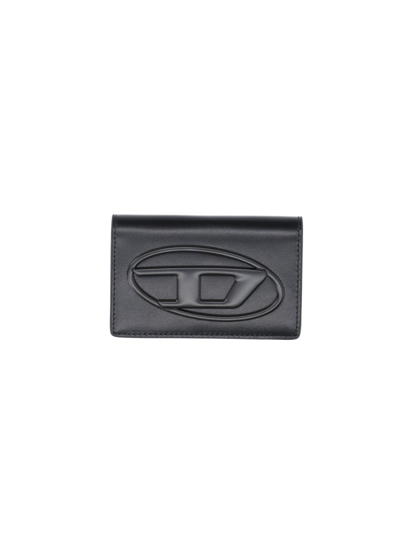 Diesel Black Leather Cardholder With Tone-On-Tone Logo
