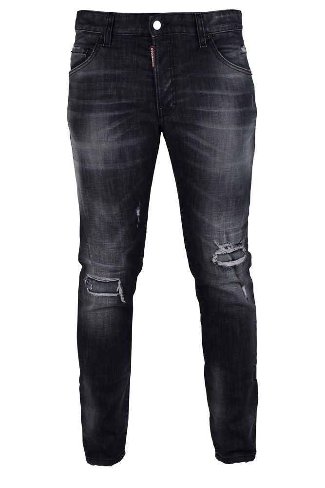 Dsquared2 Distressed Dark Cotton Skater Jeans