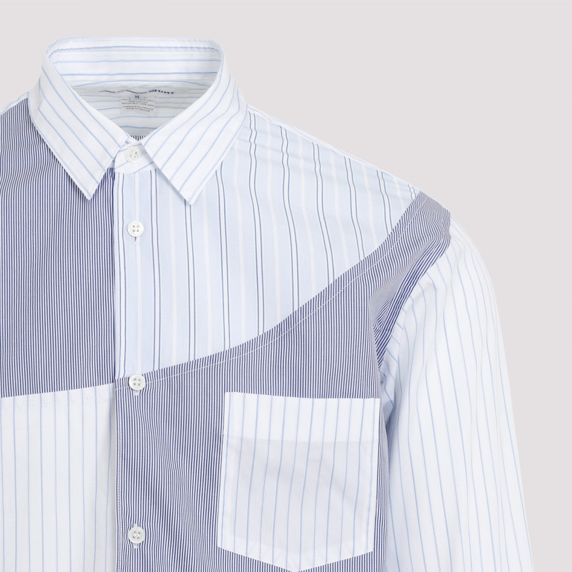 Comme Des Garçons Blue Patchwork Poplin Shirt