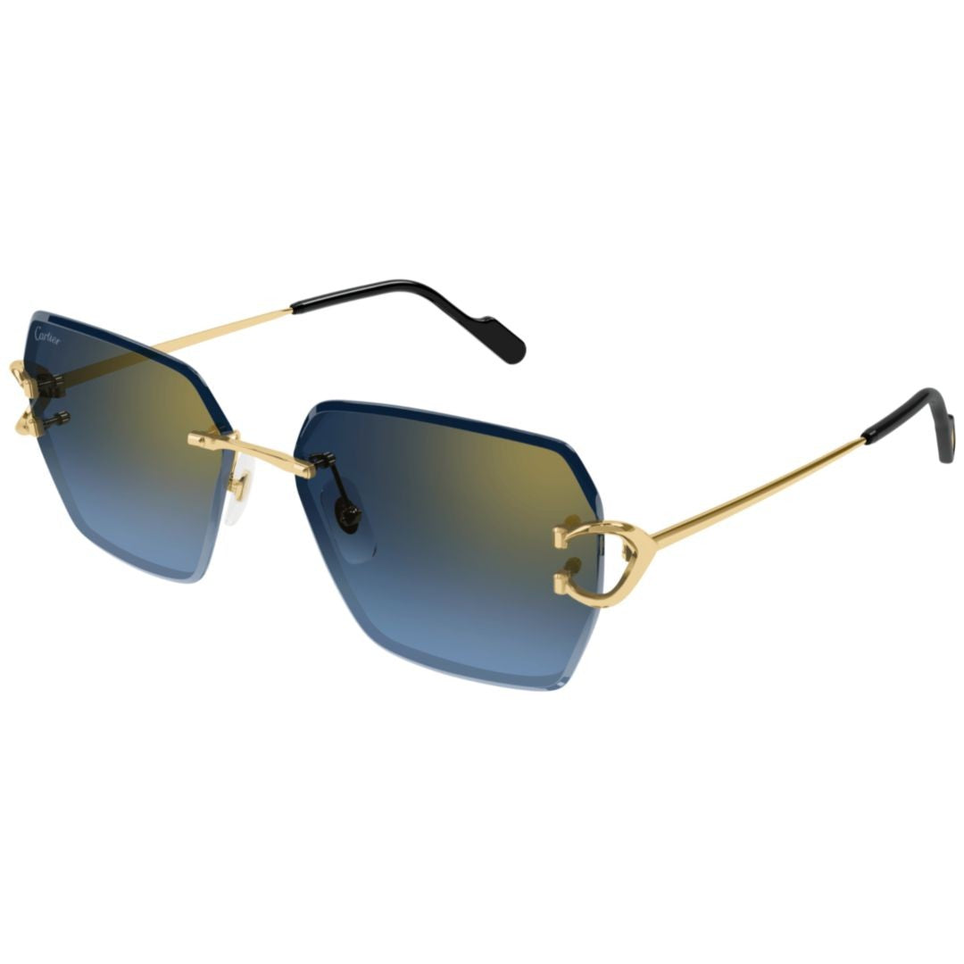 Cartier Gradient Tint Oversized Square Sunglasses With Gold Accents