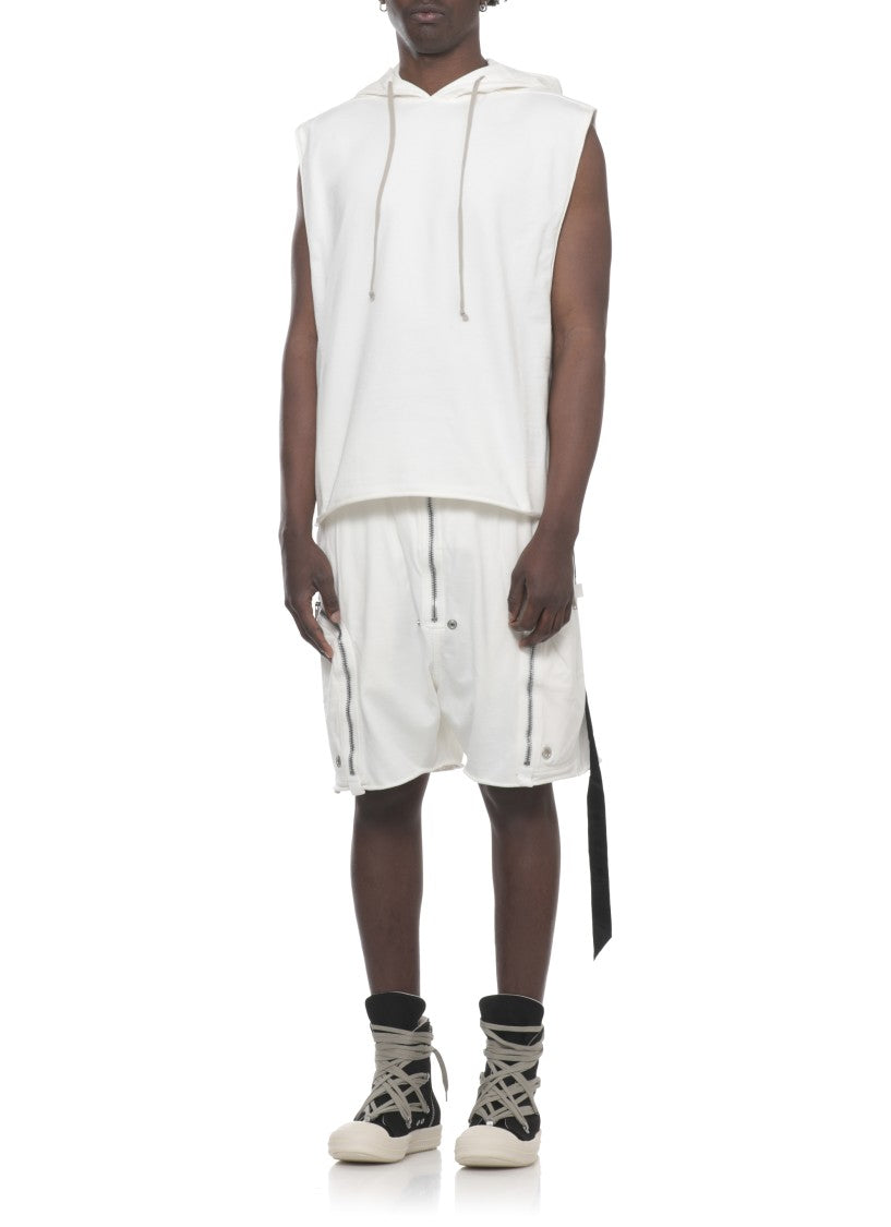 Drkshdw By Rick Owens Ivory Tunic Cotton Sleeveless Hoodie