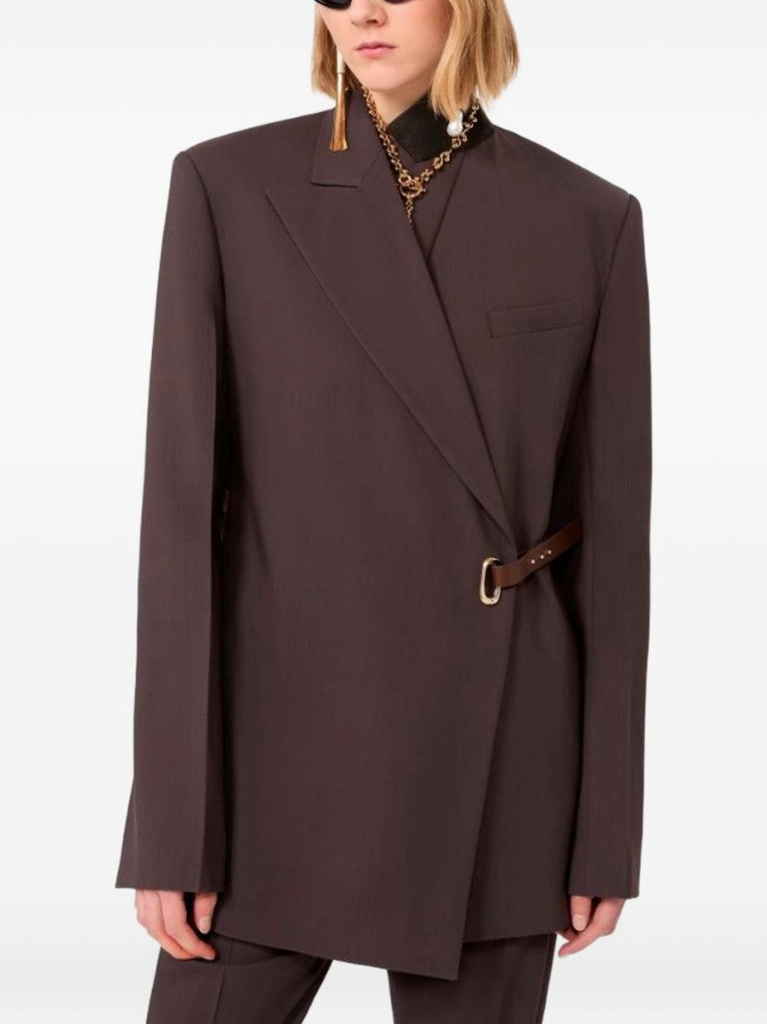 Sportmax Tailored Jacket With Asymmetrical Closure And Belted Detail