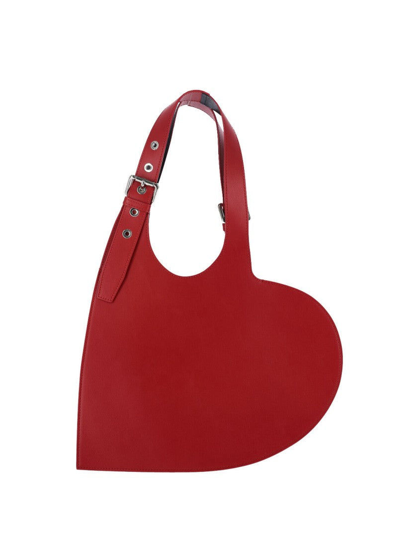 Coperni Heart-Shaped Red Calfskin Tote Bag With Adjustable Handle