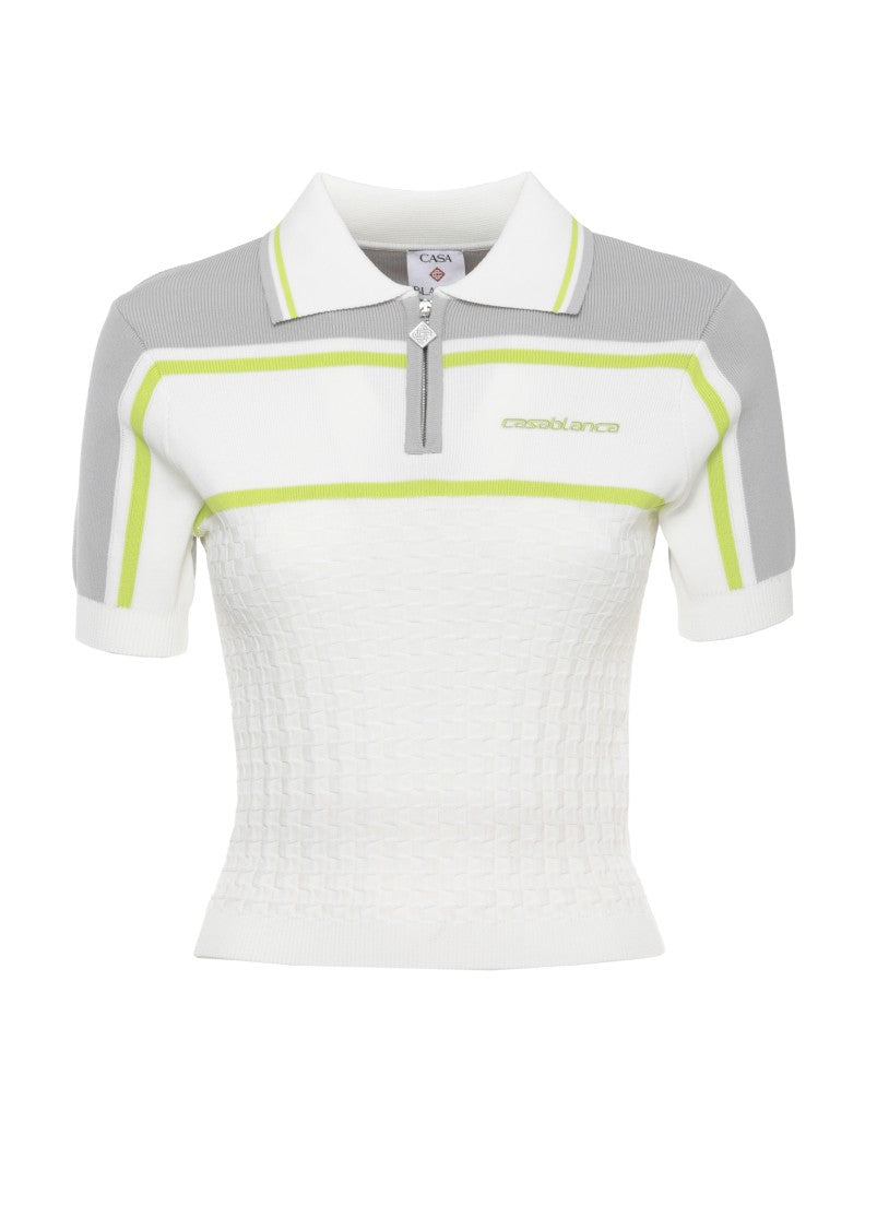 Casablanca White Tennis Zip Polo Shirt