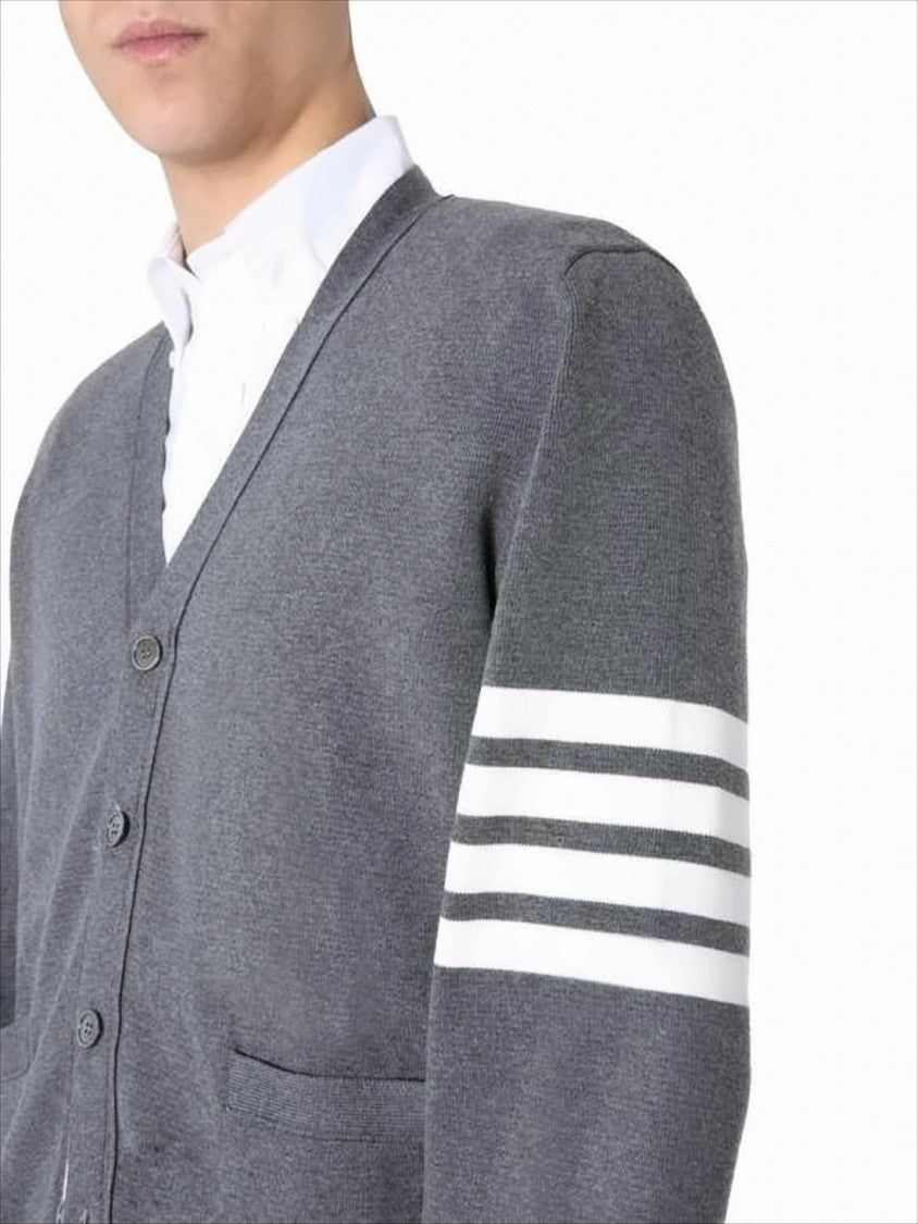 Thom Browne Classic V-Neck Cardigan With Distinctive Stripes