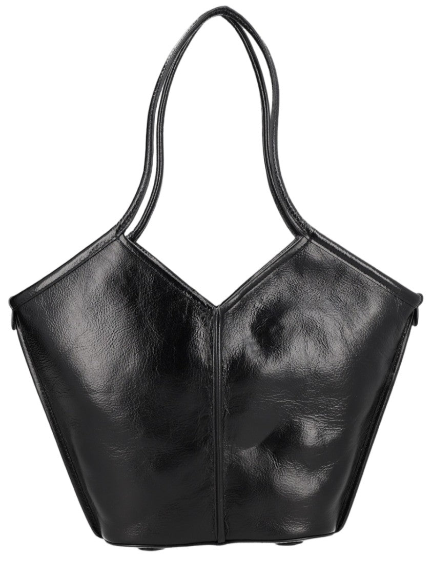 Hereu Black Geometric Calf Leather Shoulder Bag