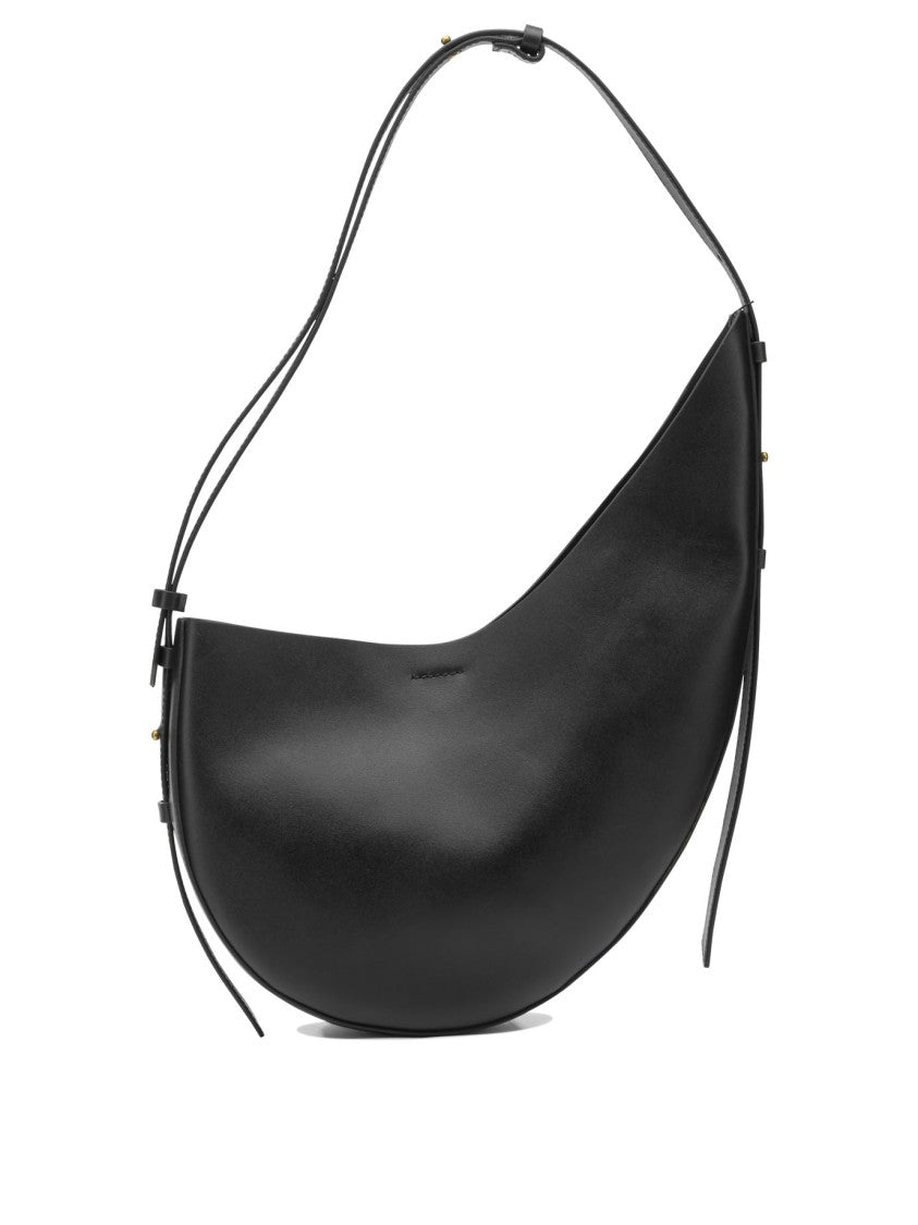 Soeur Crescent-Shaped Leather Shoulder Bag With Gold-Tone Accents