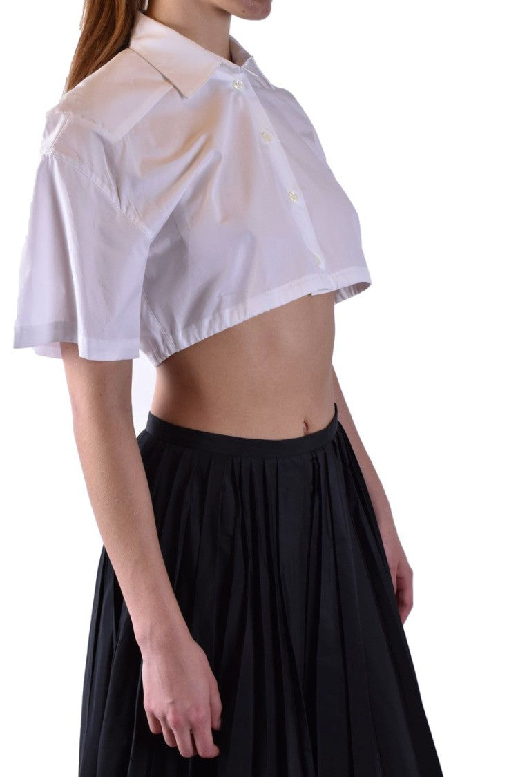 Laneus Cropped Button-Down Shirt Classic Collar Tie