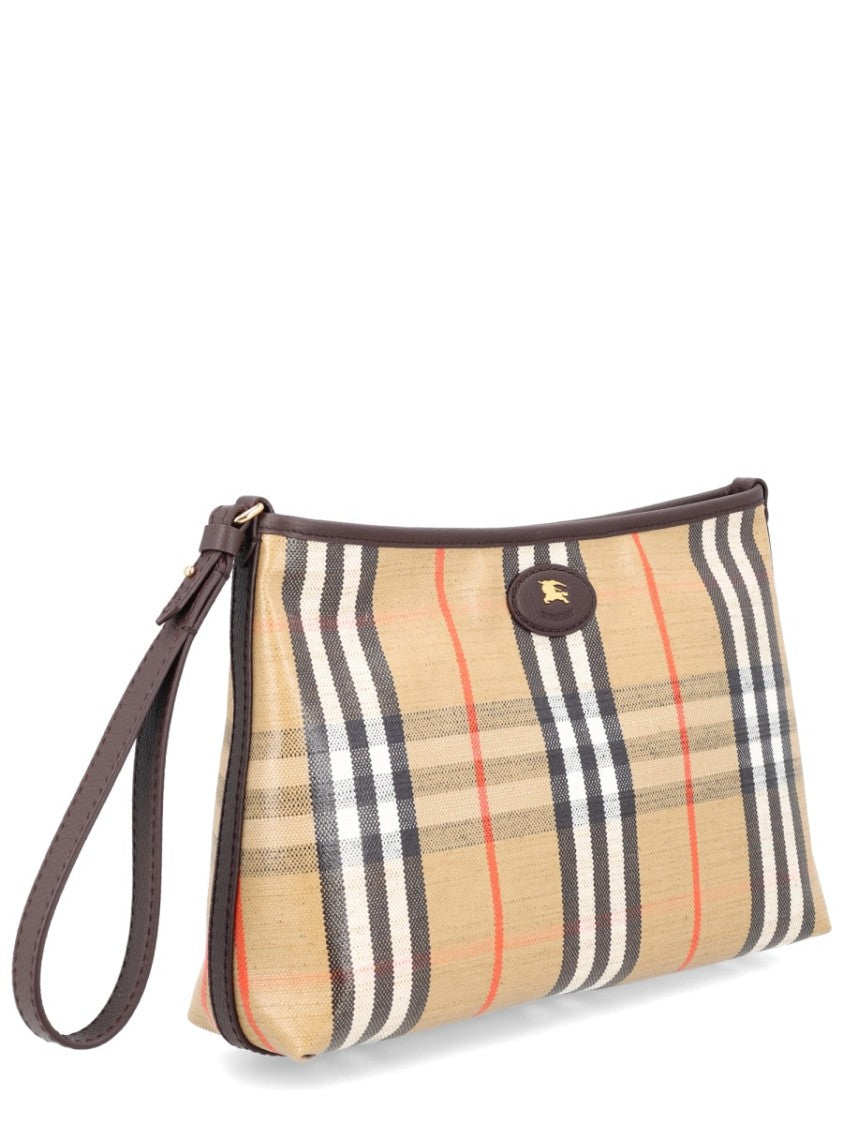 Burberry Beige Highlands Cotton Check Clutch