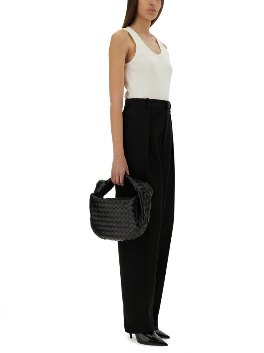 Bottega Veneta Wide-Fit Tailored Black Wool Pants