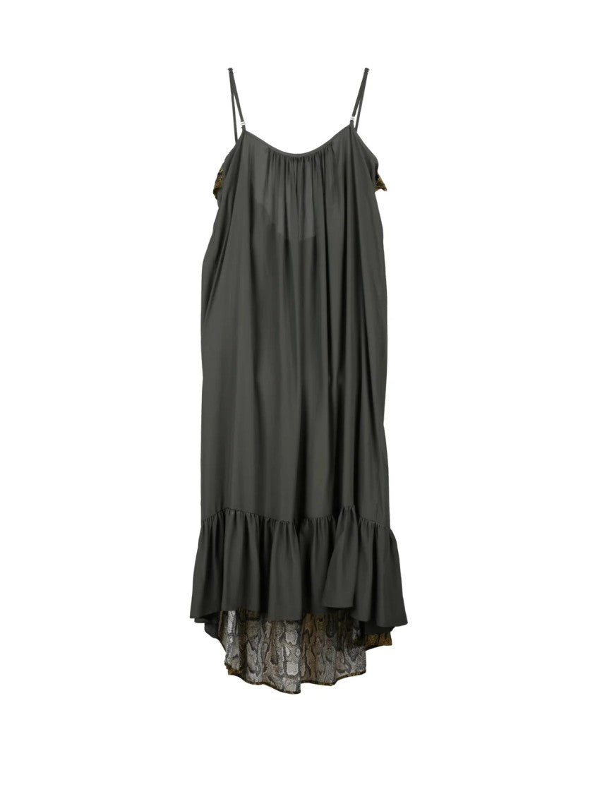 Dries Van Noten Green/Fantasy Fluid Viscose-Blend Lace-Up Midi Dress