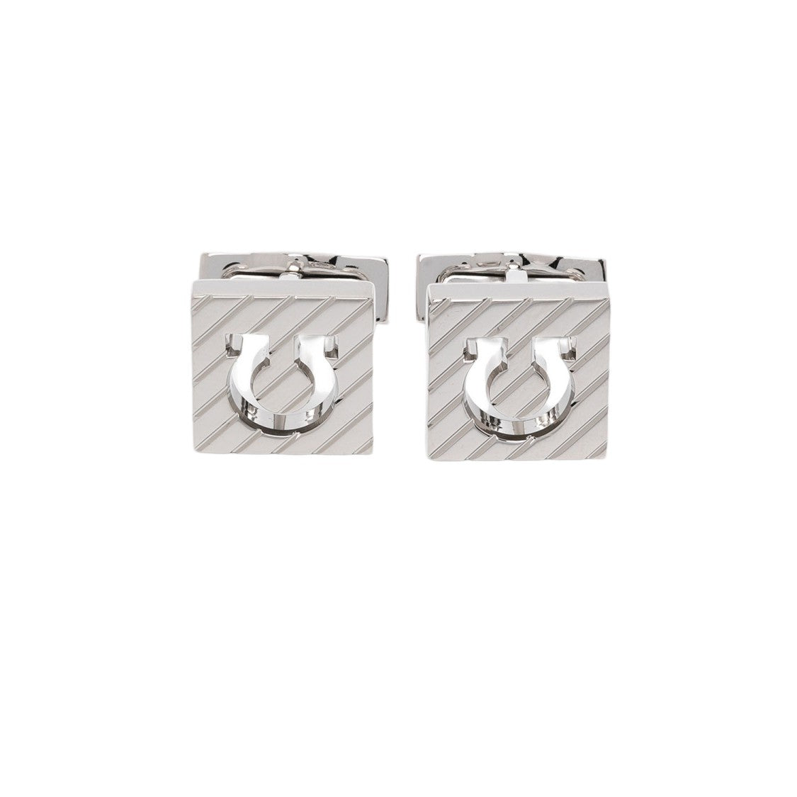 Salvatore Ferragamo Square-Shaped Horseshoe Brass Cufflinks