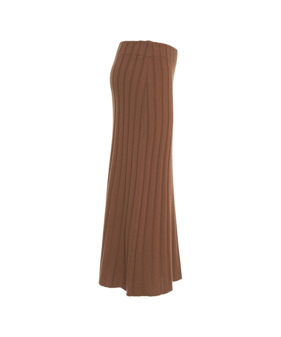 Peuterey Ribbed Knit Midi Skirt With Flared Hem