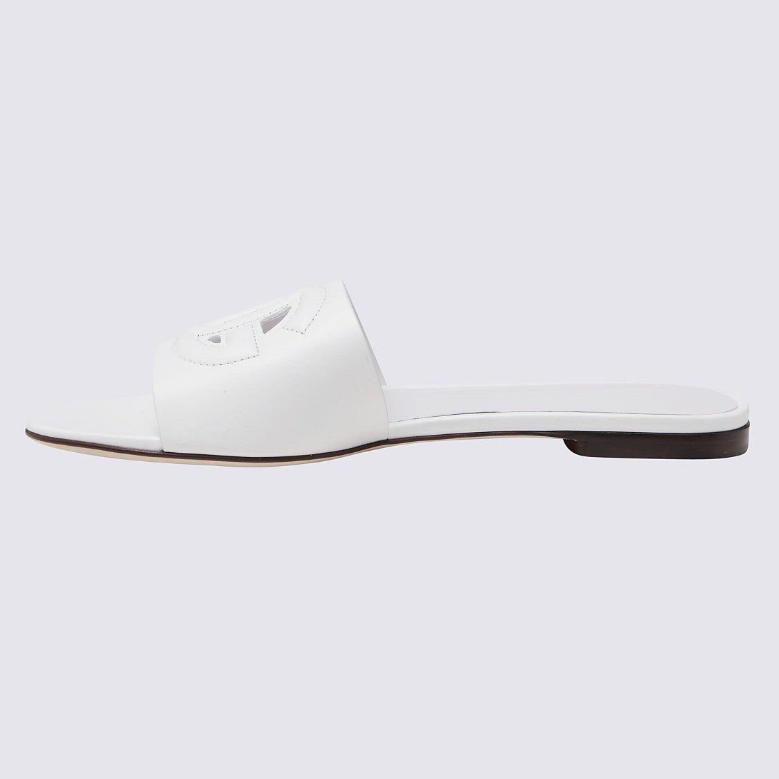 Dolce & Gabbana White Flat Sandals With Minimalist Design