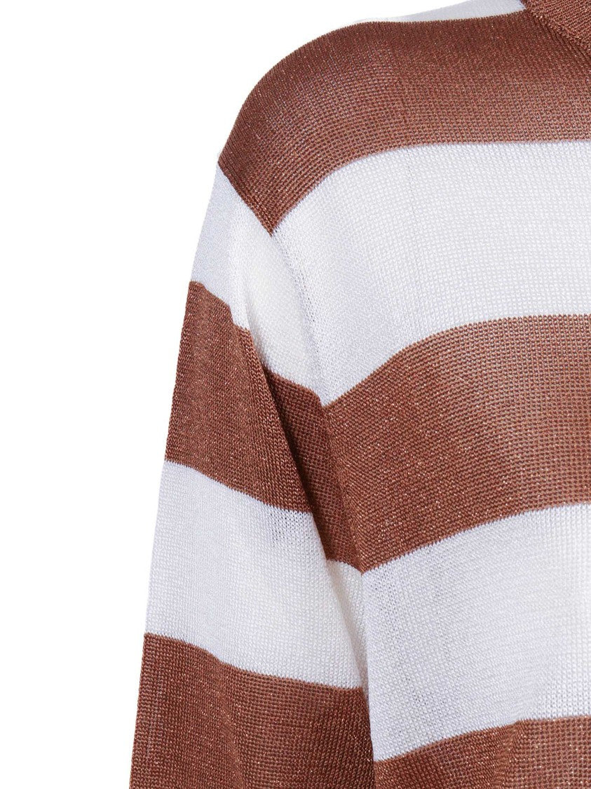 Kangra Cashmere Short Sleeve Striped Lurex Top