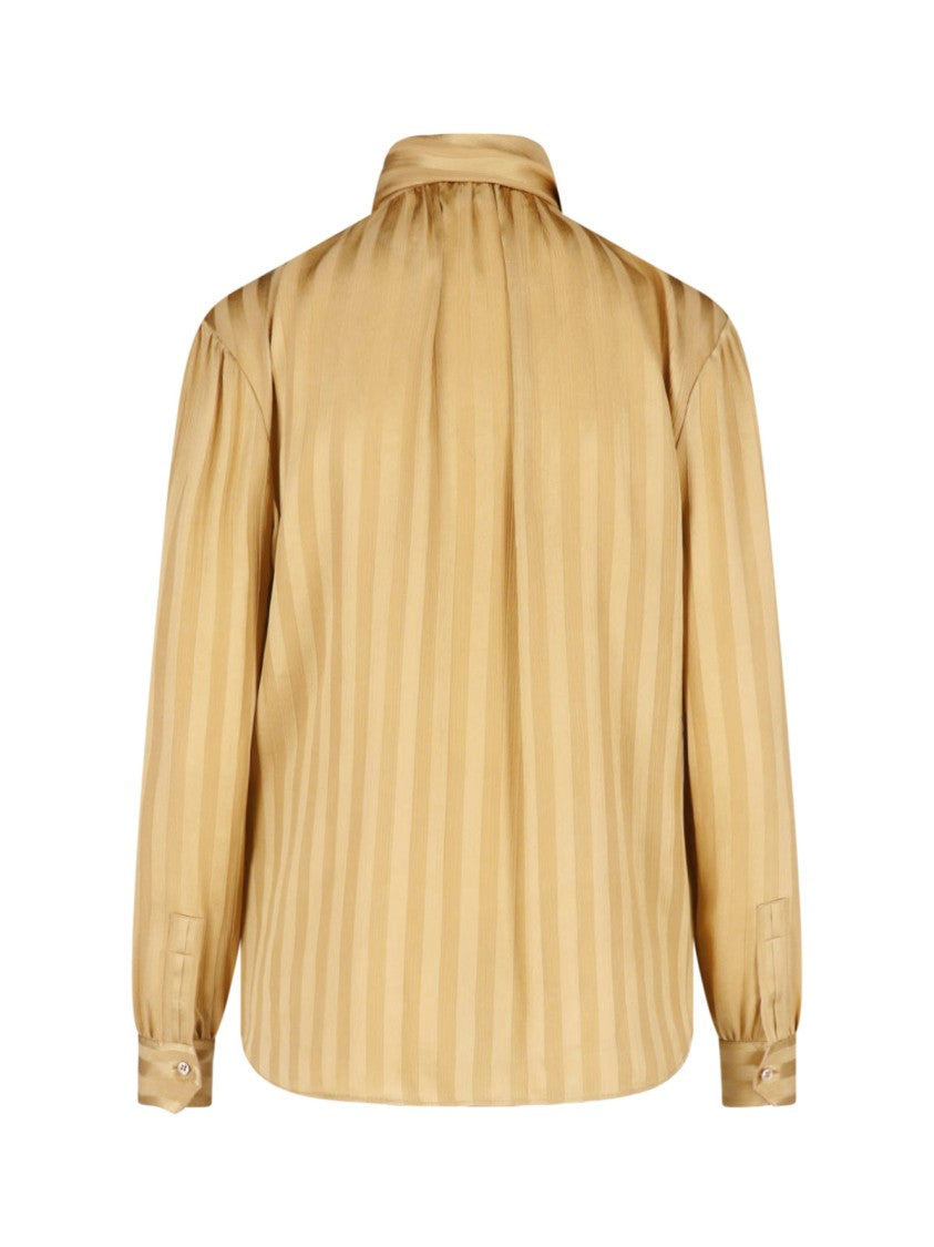 Saint Laurent Beige Lavallière Silk Blouse