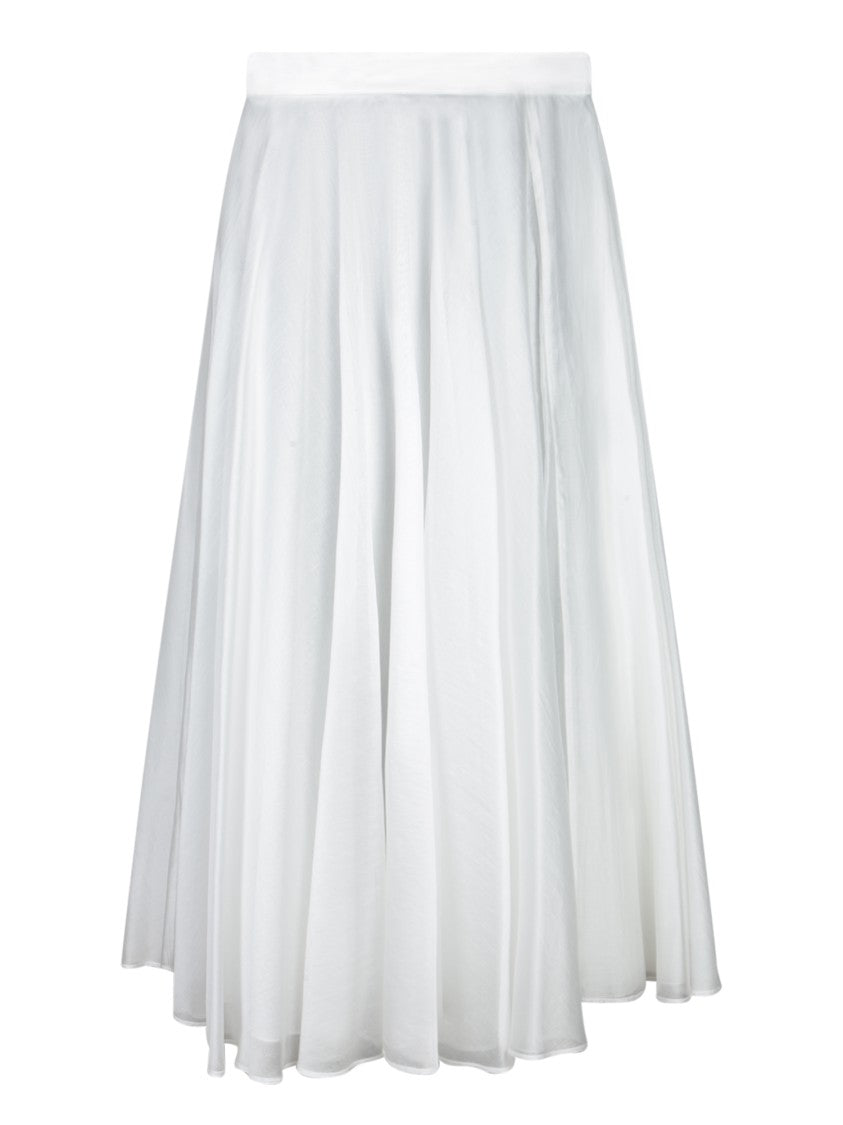 Blanca Vita Pleated White Midi Skirt In Lightweight Muslin