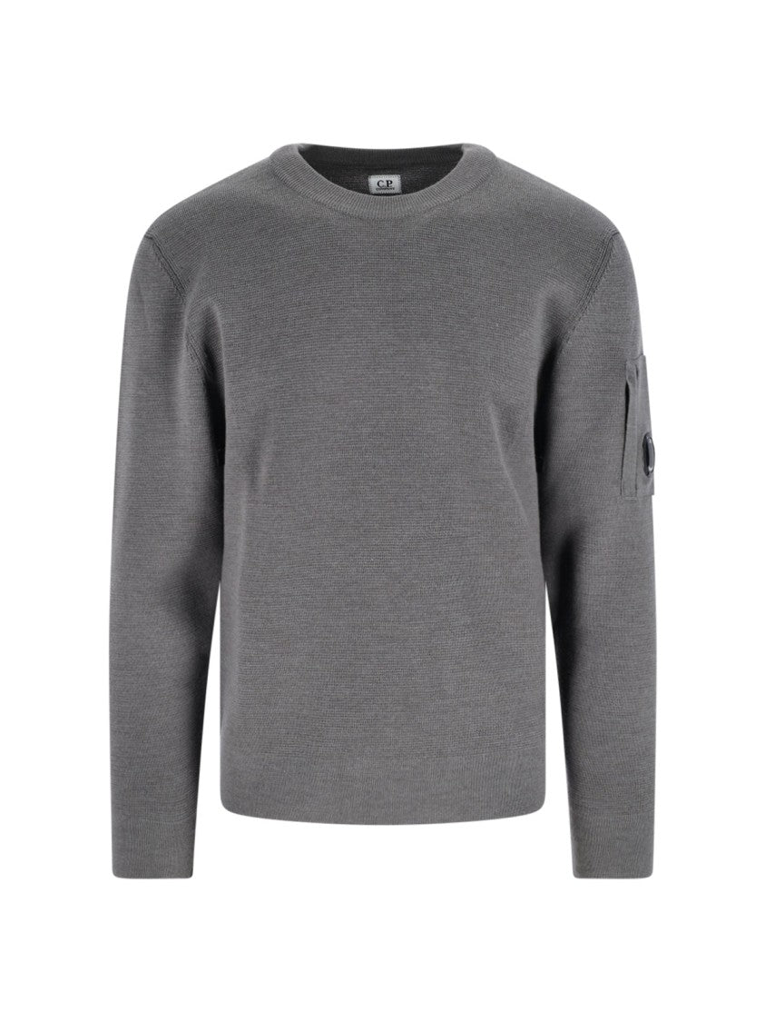 C.P. Company Textured Grey Sweater With Round Neckline And Timeless Design