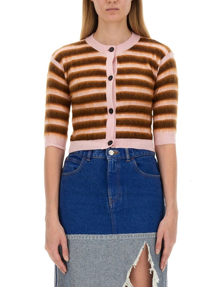 Marni Cropped Cardigan With Playful Stripe Pattern