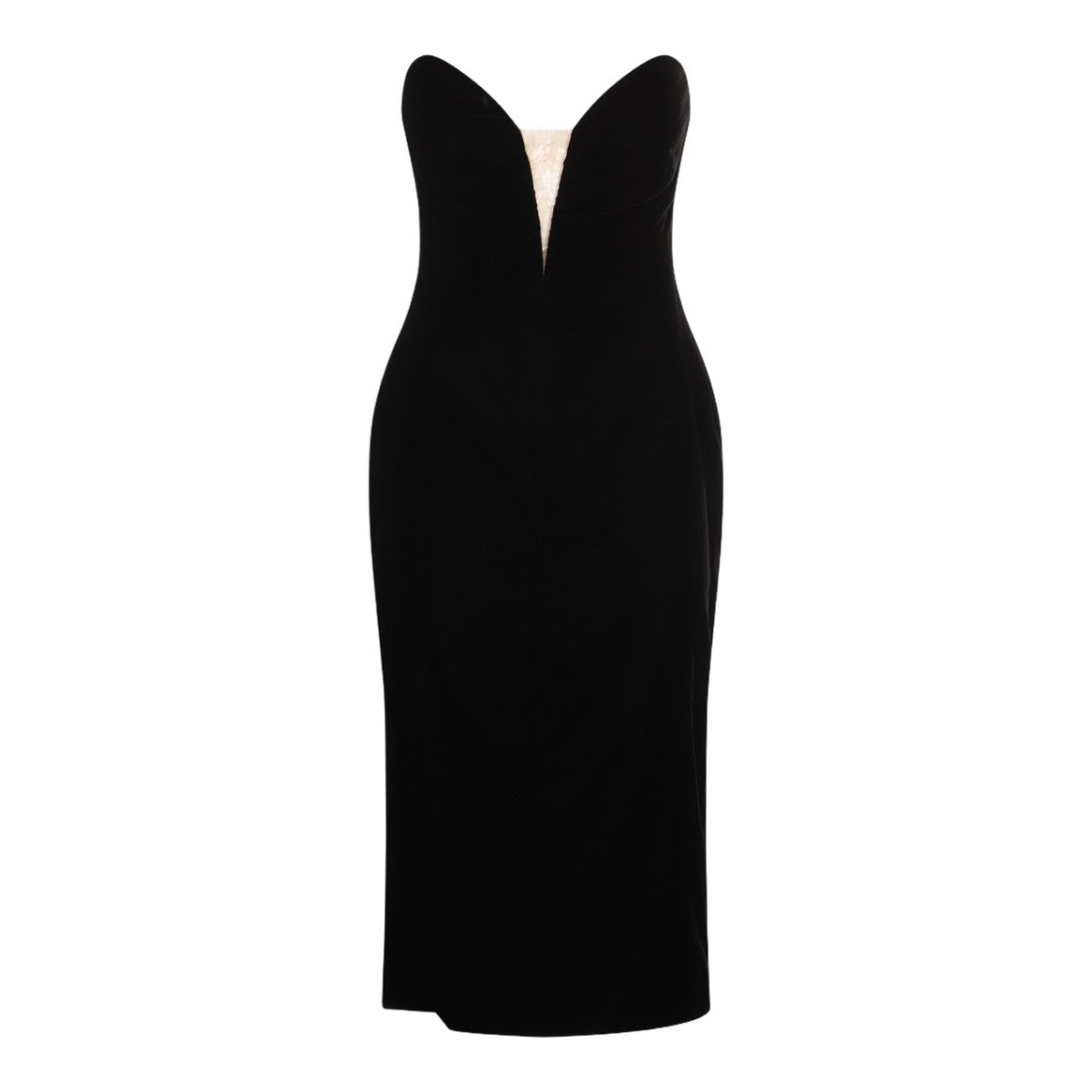 Tom Ford Strapless Black Midi Dress With Sweetheart Neckline