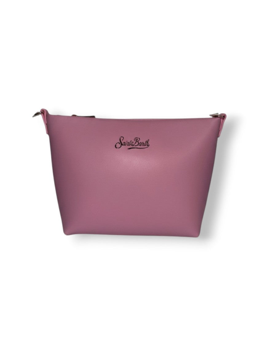 Mc2 Saint Barth Trapezoidal Pink Clutch Bag With Zip Closure And Subtle Logo