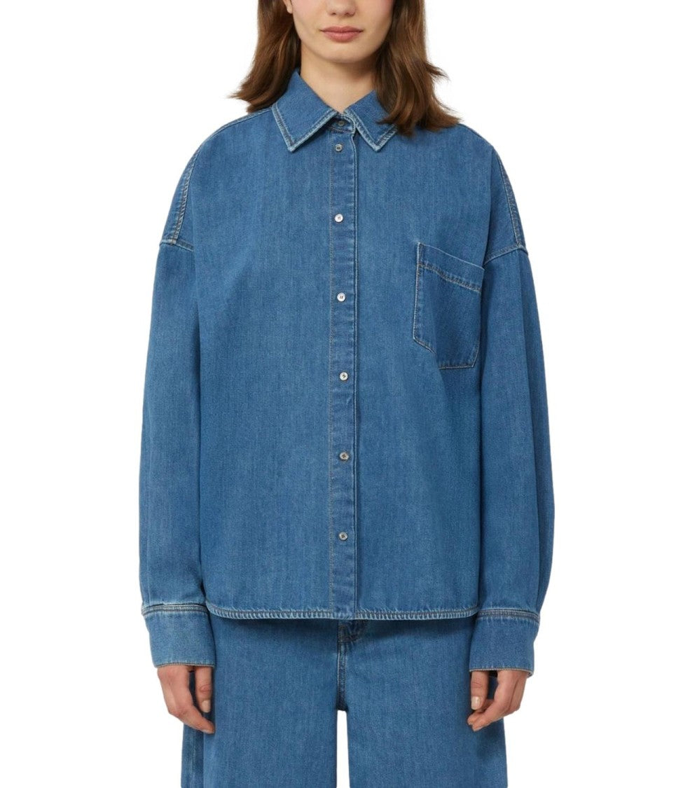 Max Mara Clean Blue Cotton Linen Shirt