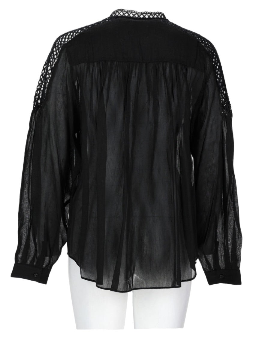 Isabel Marant Étoile Sheer Black Lace Viscose-Blend Blouse