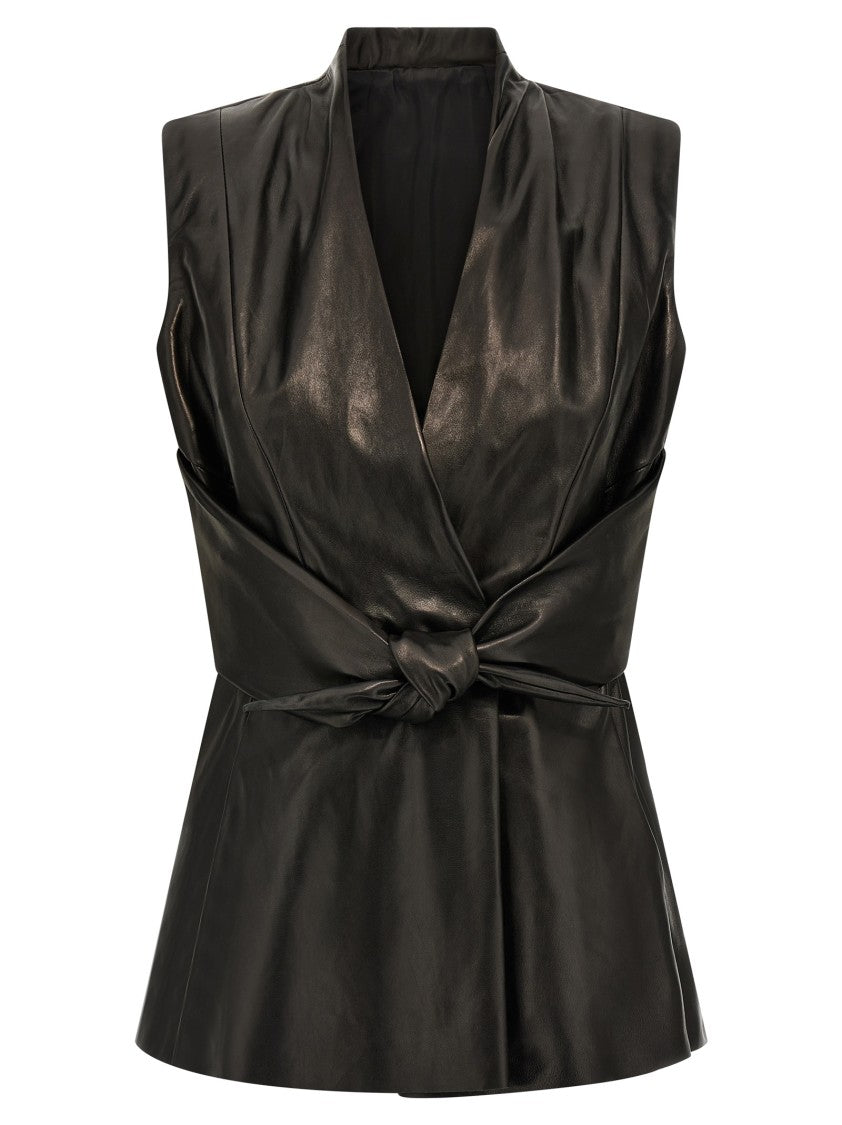 Rick Owens Nappa Leather Vest With Flared Silhouette