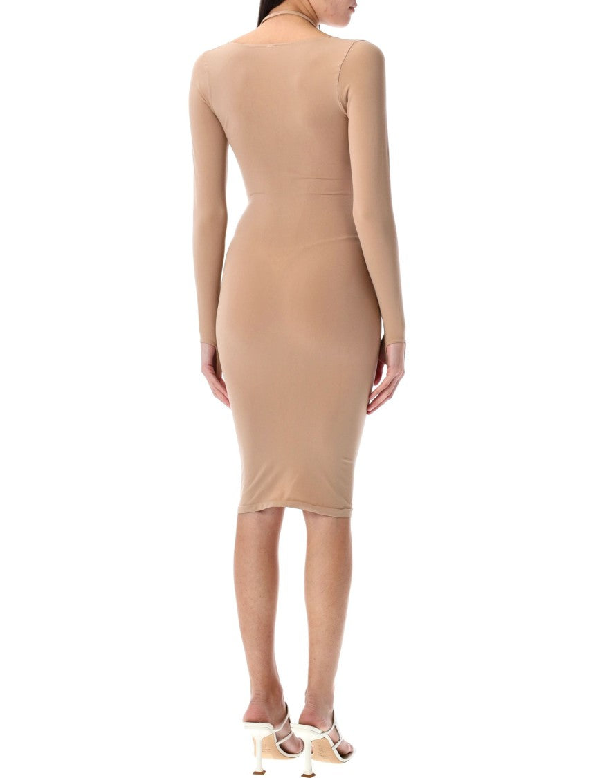 Andreâdamo Sculpting Jersey Midi Dress With Square Neckline
