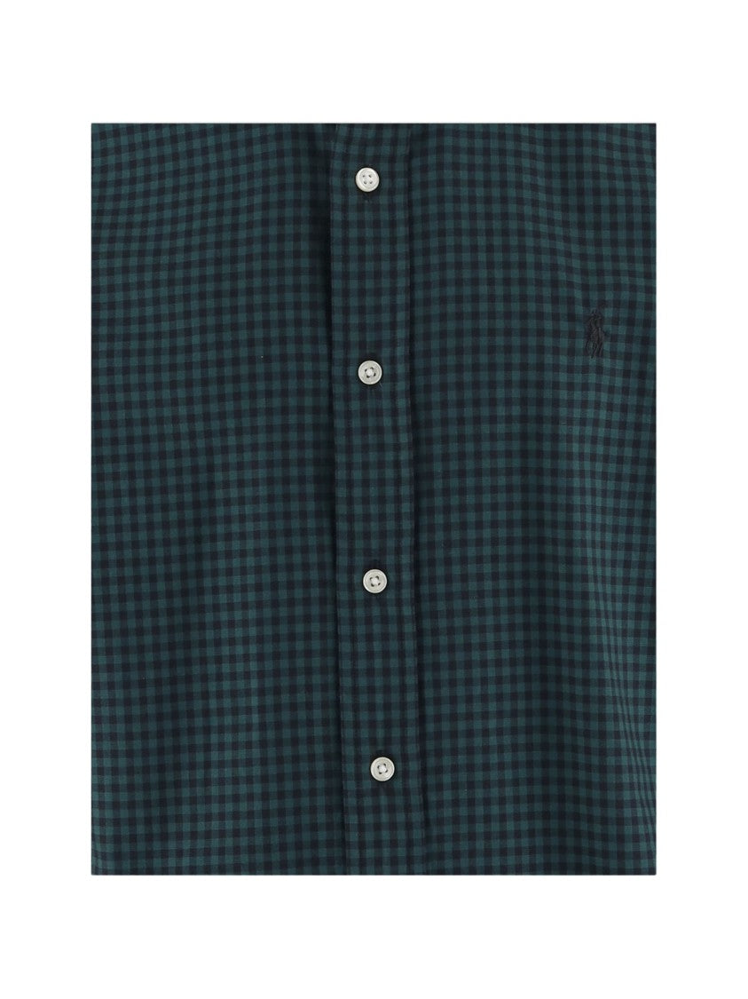 Polo Ralph Lauren Checked Cotton Shirt With Button-Down Collar And Curved Hem