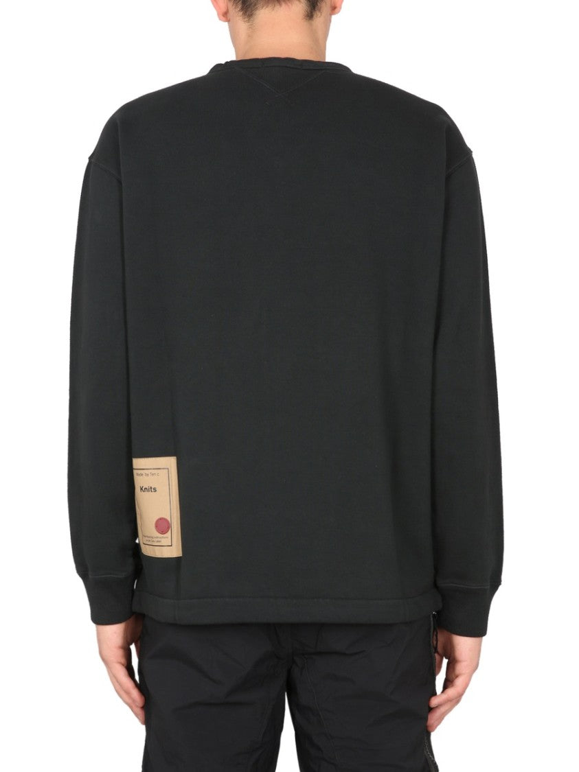 Ten C Relaxed Fit Black Cotton Sweatshirt