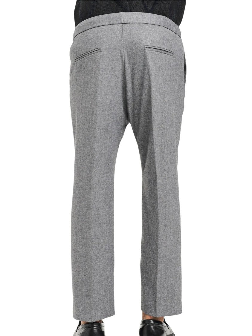 I M Brian Grey Textured Straight-Leg Drawstring Trousers
