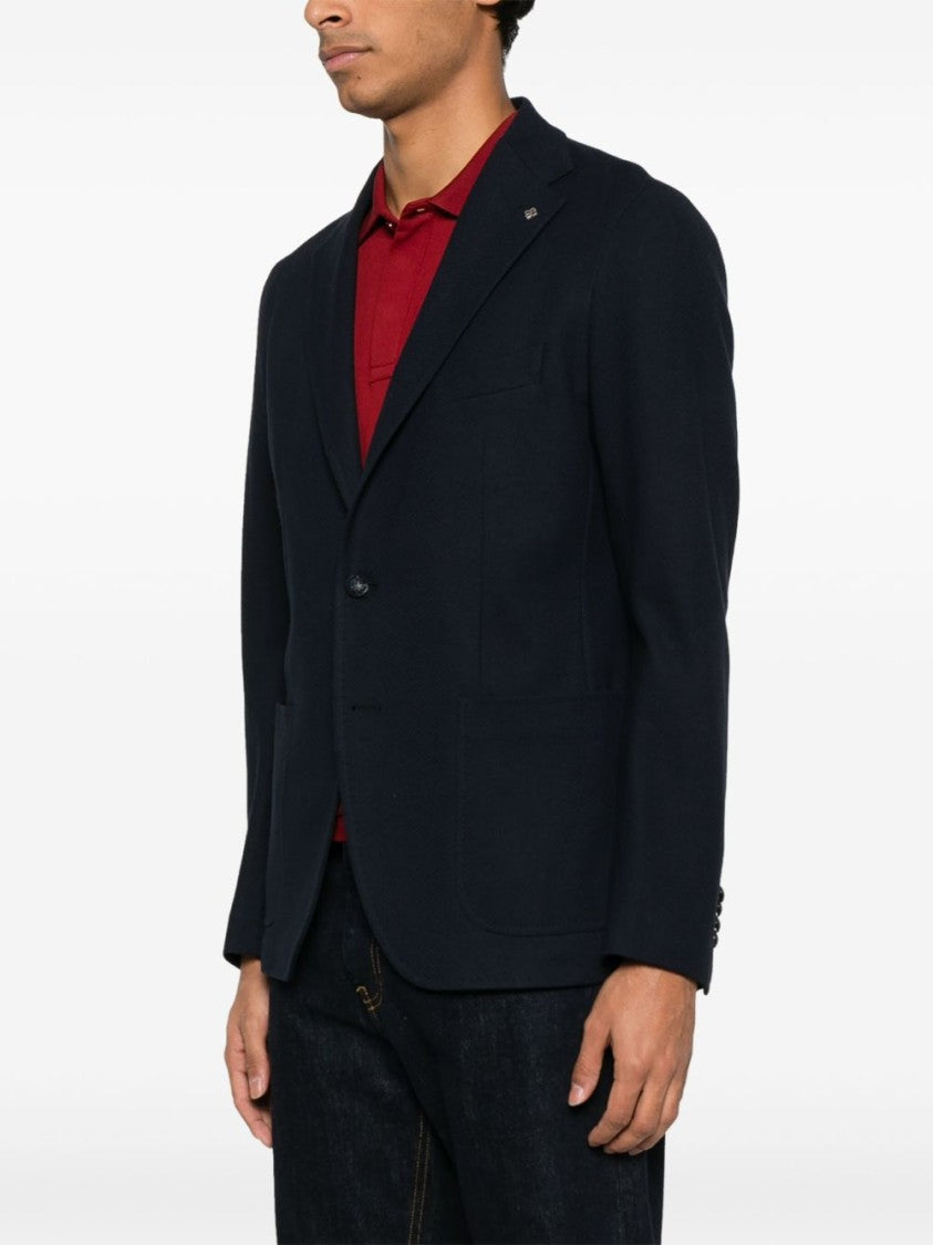 Tagliatore Midnight Blue Tailored Jacket With Classic Design And English Vents