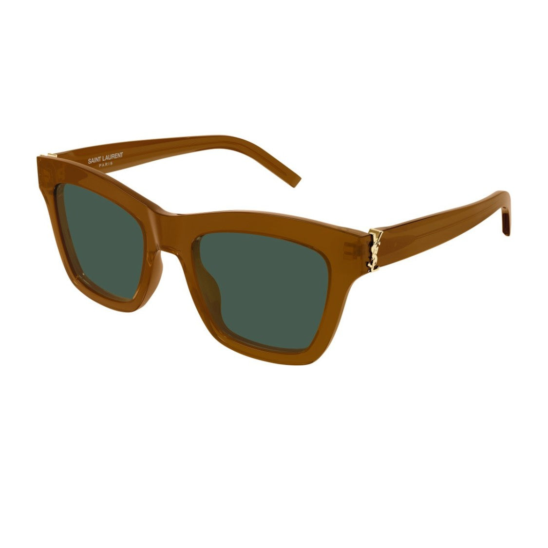 Saint Laurent Brown Linea Monogram Recycled Acetate Cat-Eye Sunglasses
