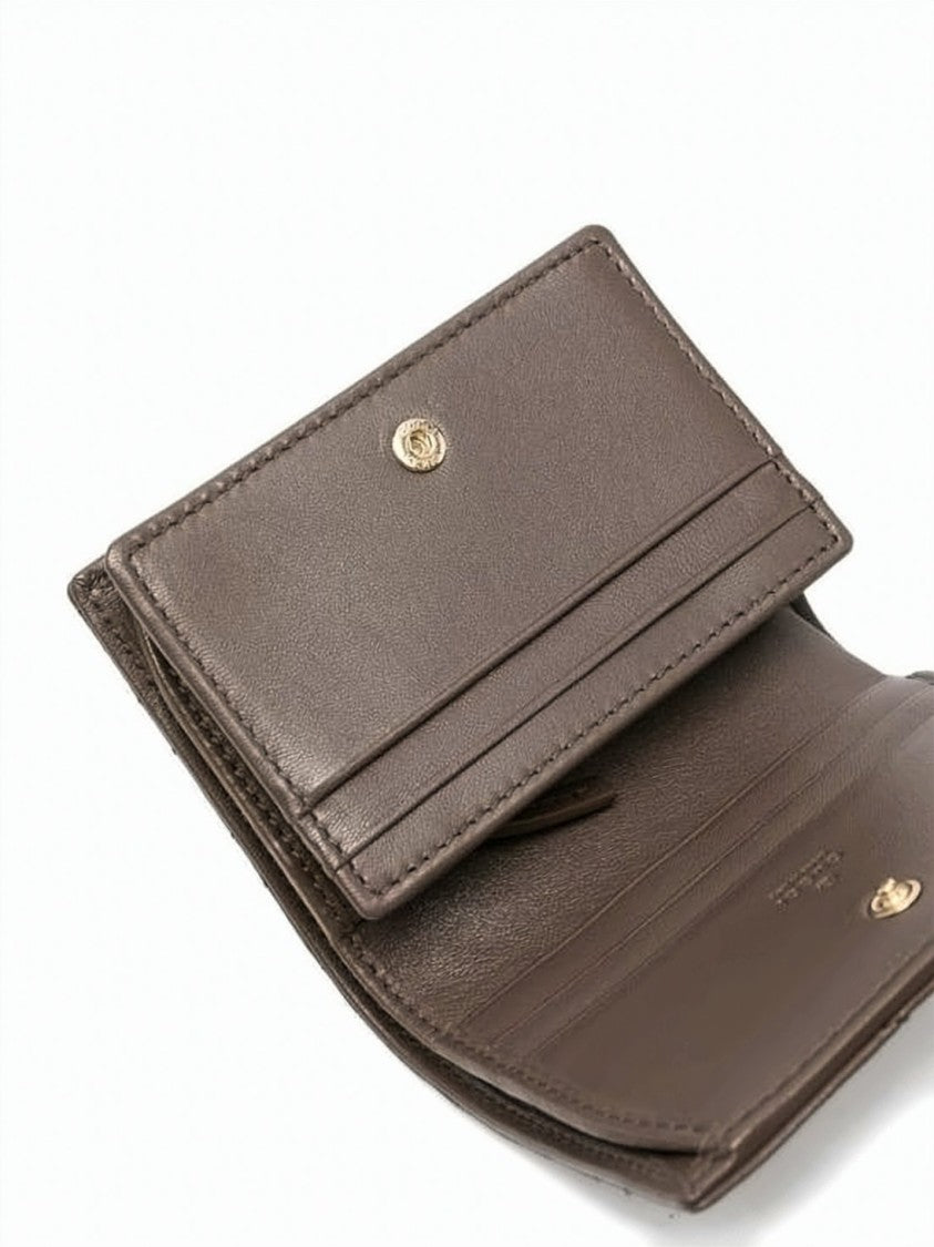 Gucci Brown Leather Cardholder With Quilted Chevron Pattern